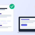 Illustration of a resume passing ATS review next to a laptop showing a resume builder tool
